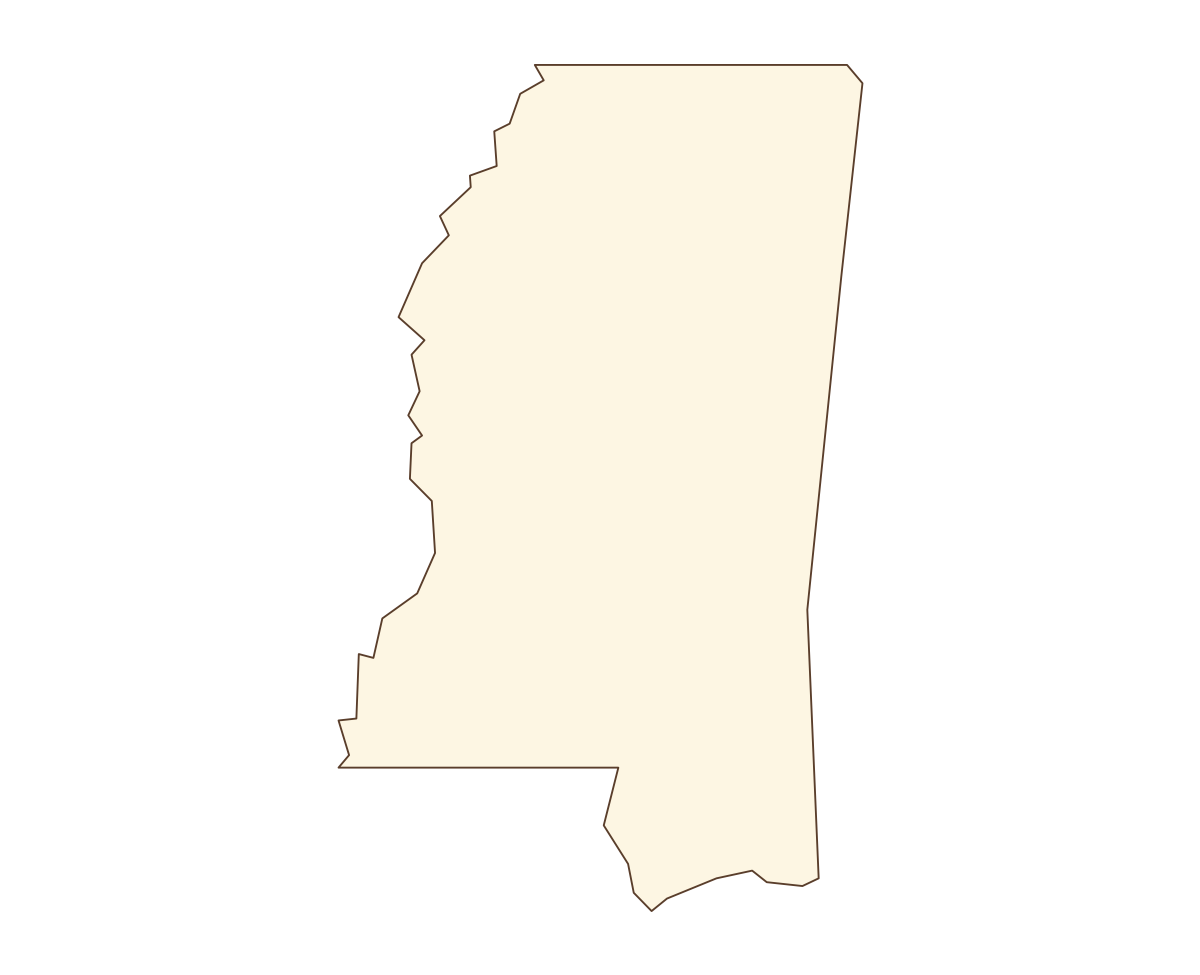 Mississippi Blank Outline Map - free printable map of Mississippi