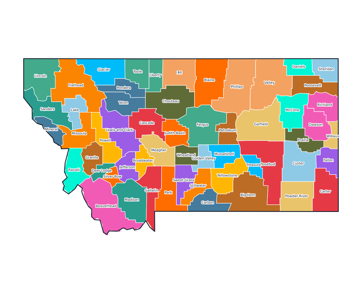 Montana Labeled County Map - free printable map of Montana