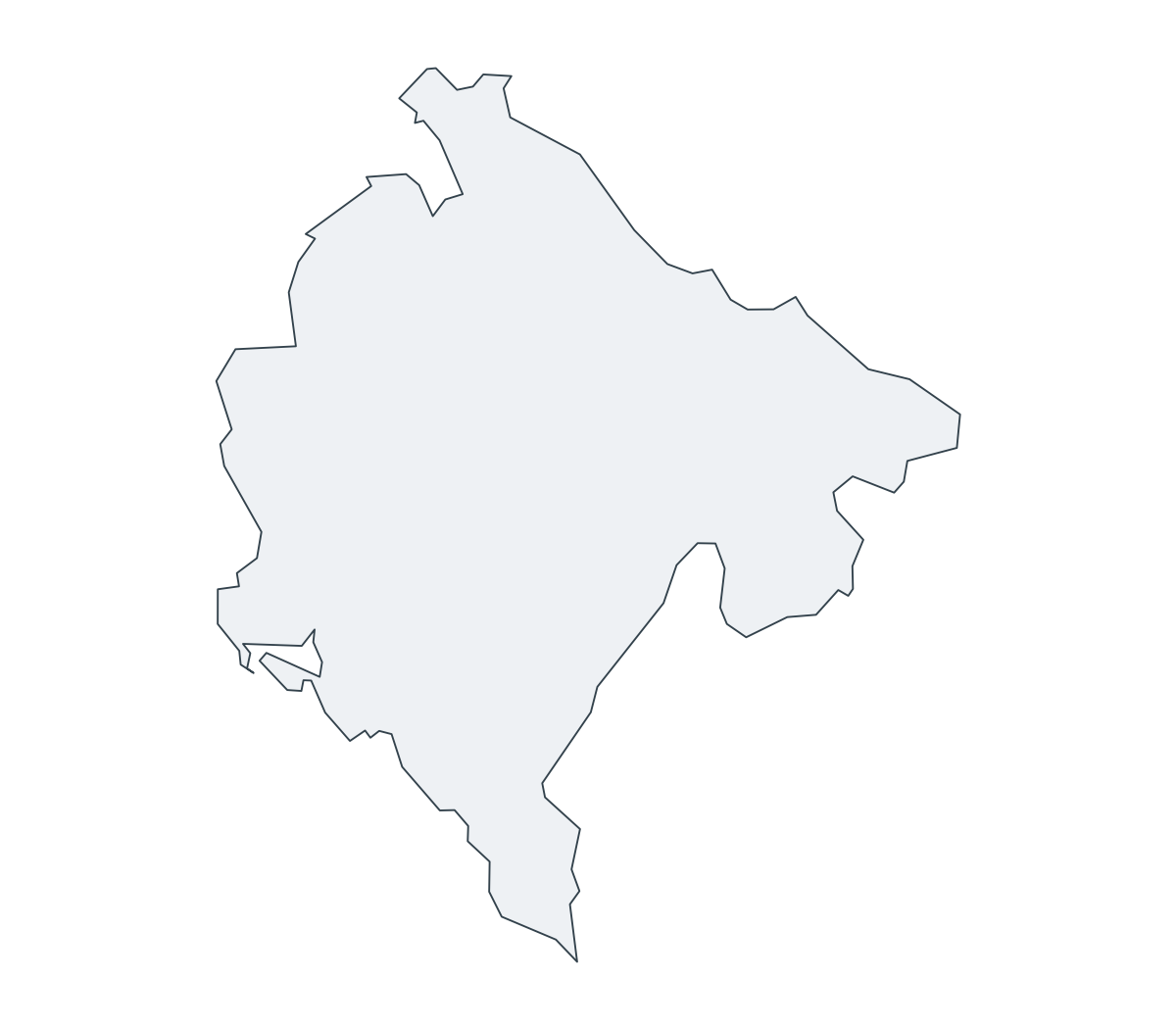 Montenegro Outline Map - free printable map of Montenegro