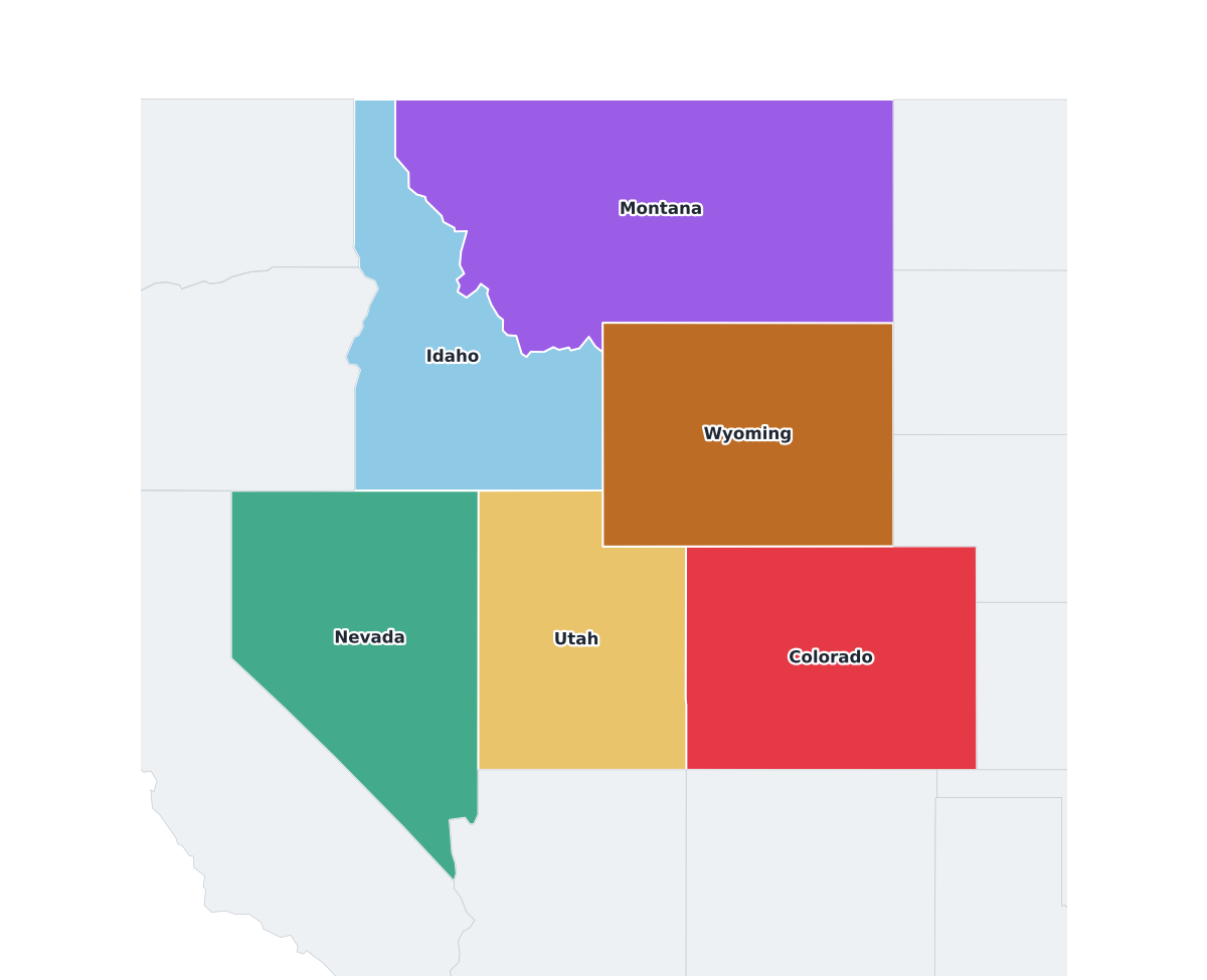 Mountain West Region Labeled Map - free printable map of Mountain West