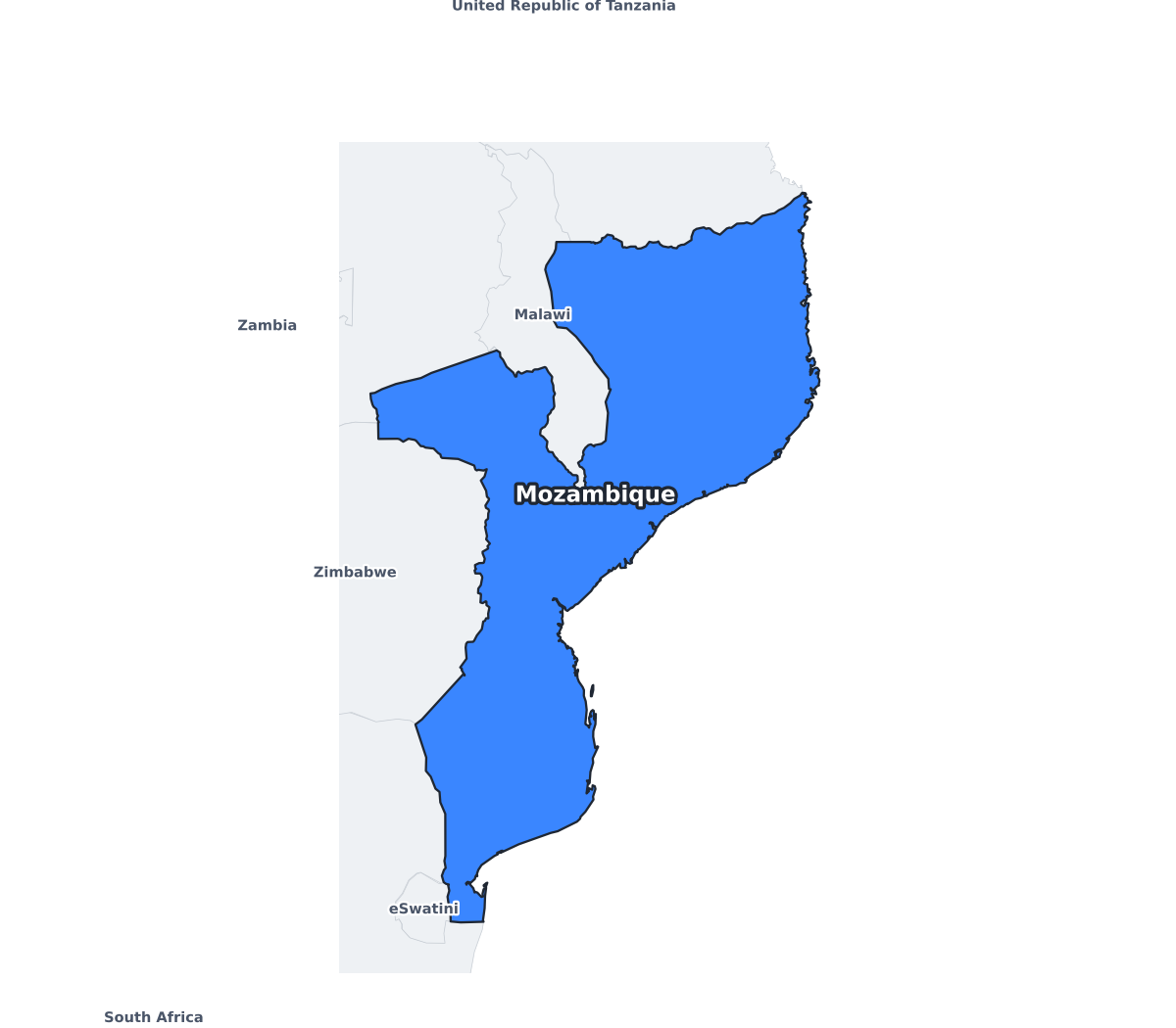 Mozambique Labeled Map - free printable map of Mozambique