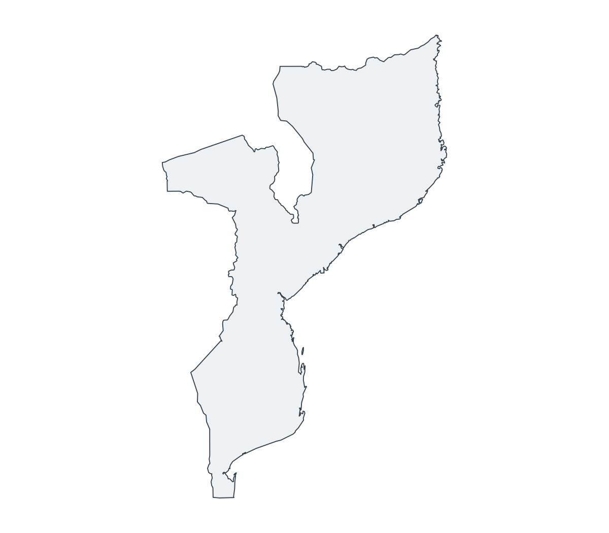 Mozambique Outline Map - free printable map of Mozambique