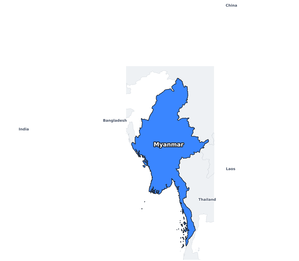 Myanmar Labeled Map - free printable map of Myanmar