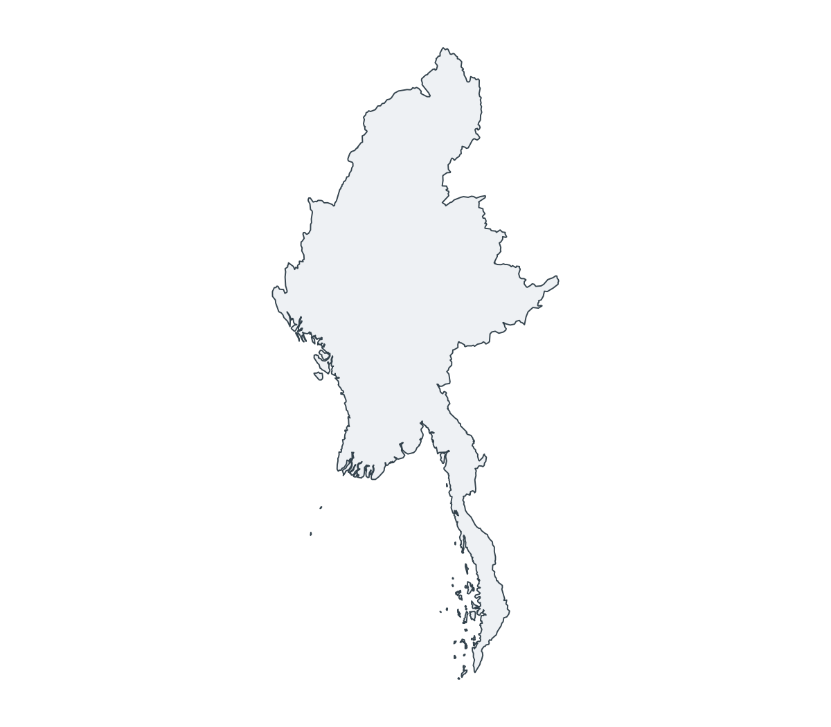 Myanmar Outline Map - free printable map of Myanmar