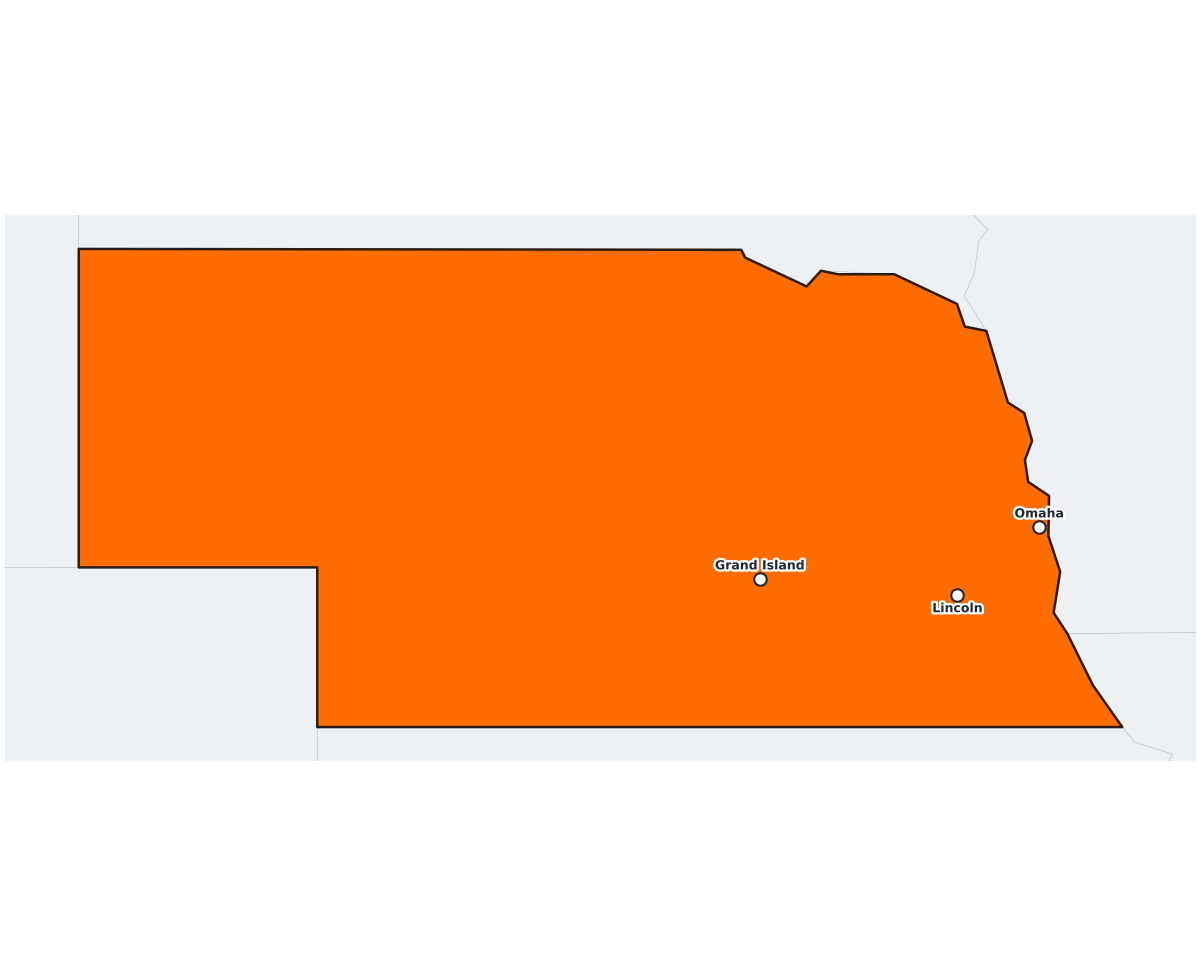 Nebraska Labeled Map - free printable map of Nebraska