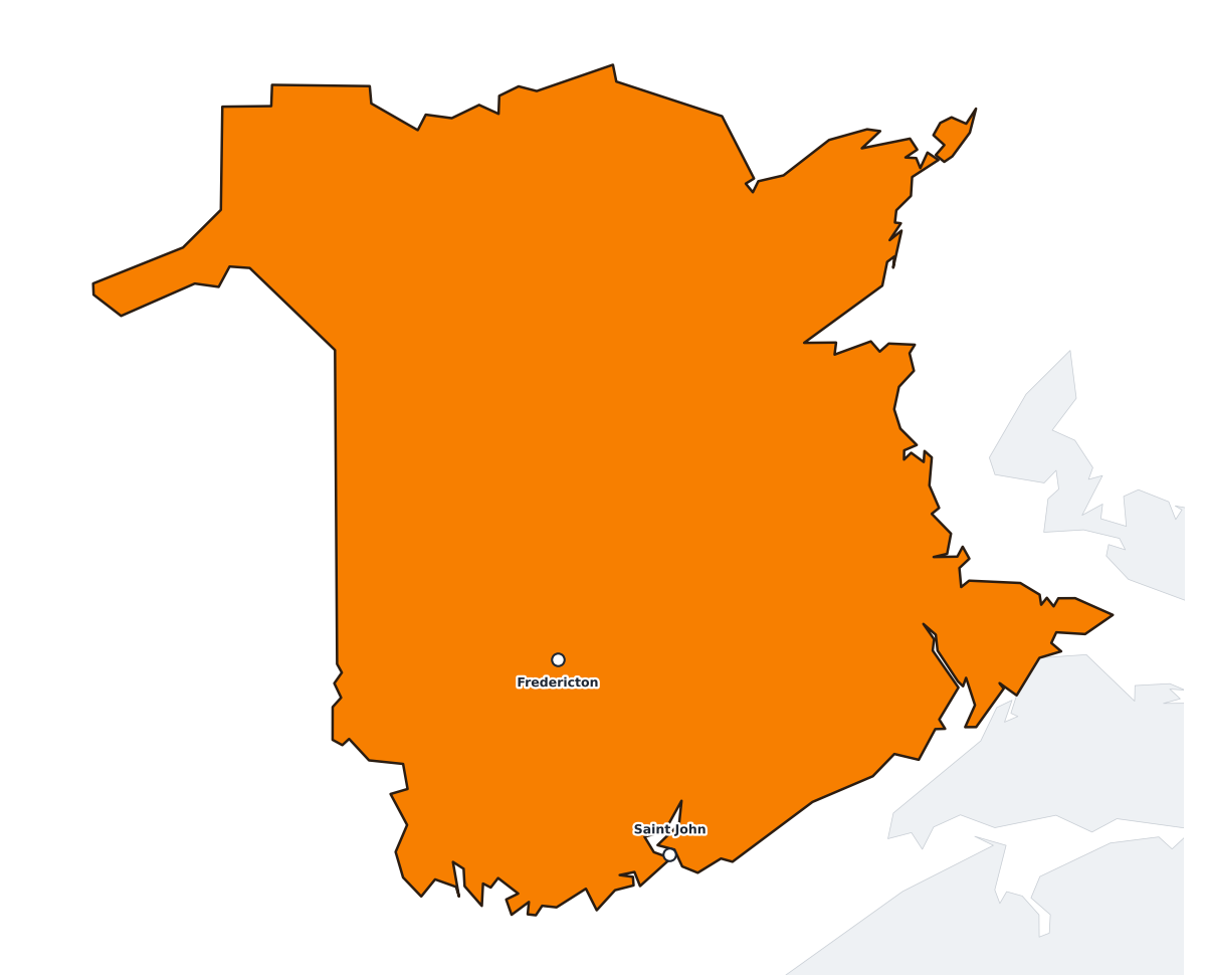 New Brunswick Labeled Map - free printable map of New Brunswick