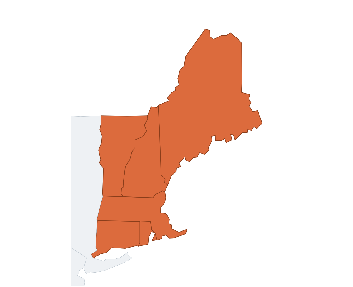 New England Region Map - free printable map of New England