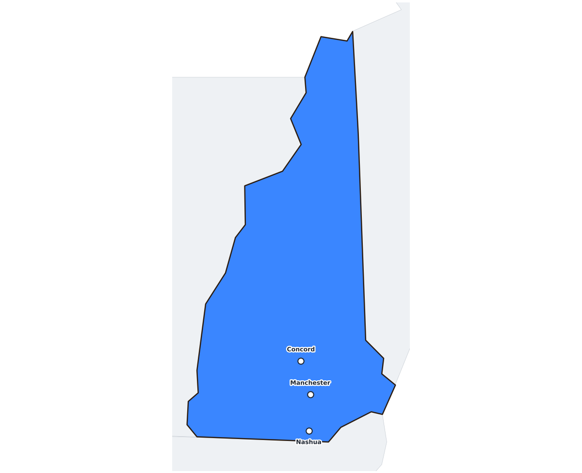 New Hampshire Labeled Map - free printable map of New Hampshire