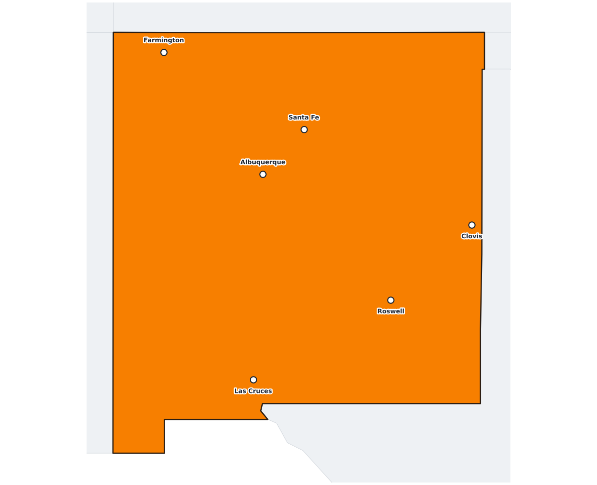 New Mexico Labeled Map - free printable map of New Mexico