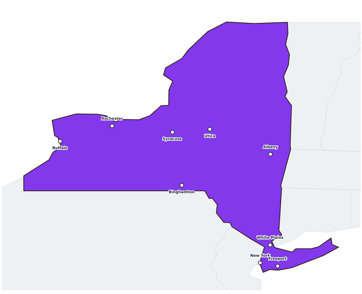 New York Labeled Map - free printable map of New York