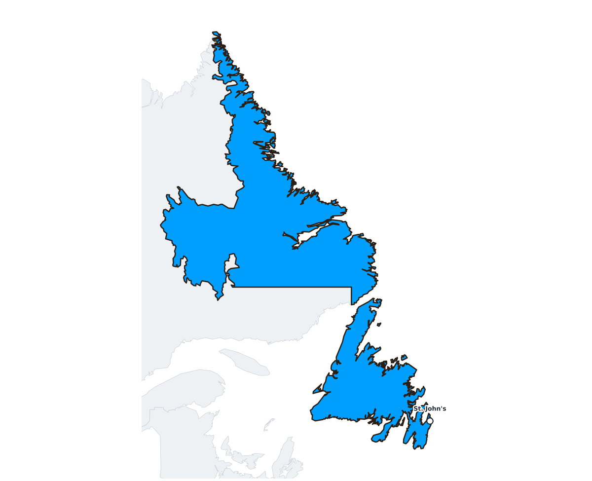 Newfoundland and Labrador Labeled Map - free printable map of Newfoundland and Labrador