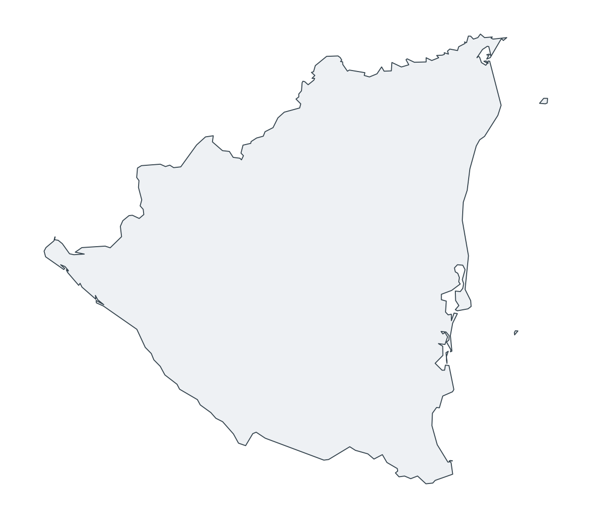 Nicaragua Outline Map - free printable map of Nicaragua