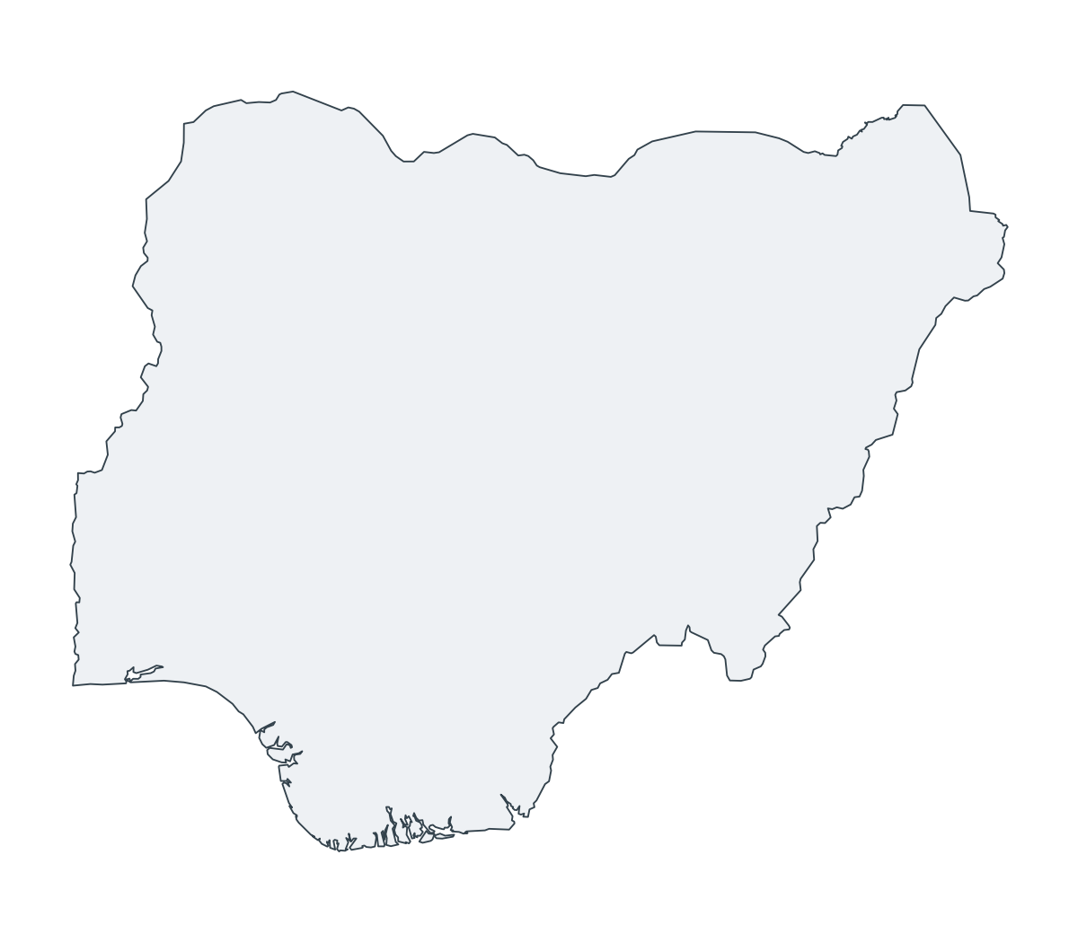 Nigeria Outline Map - free printable map of Nigeria