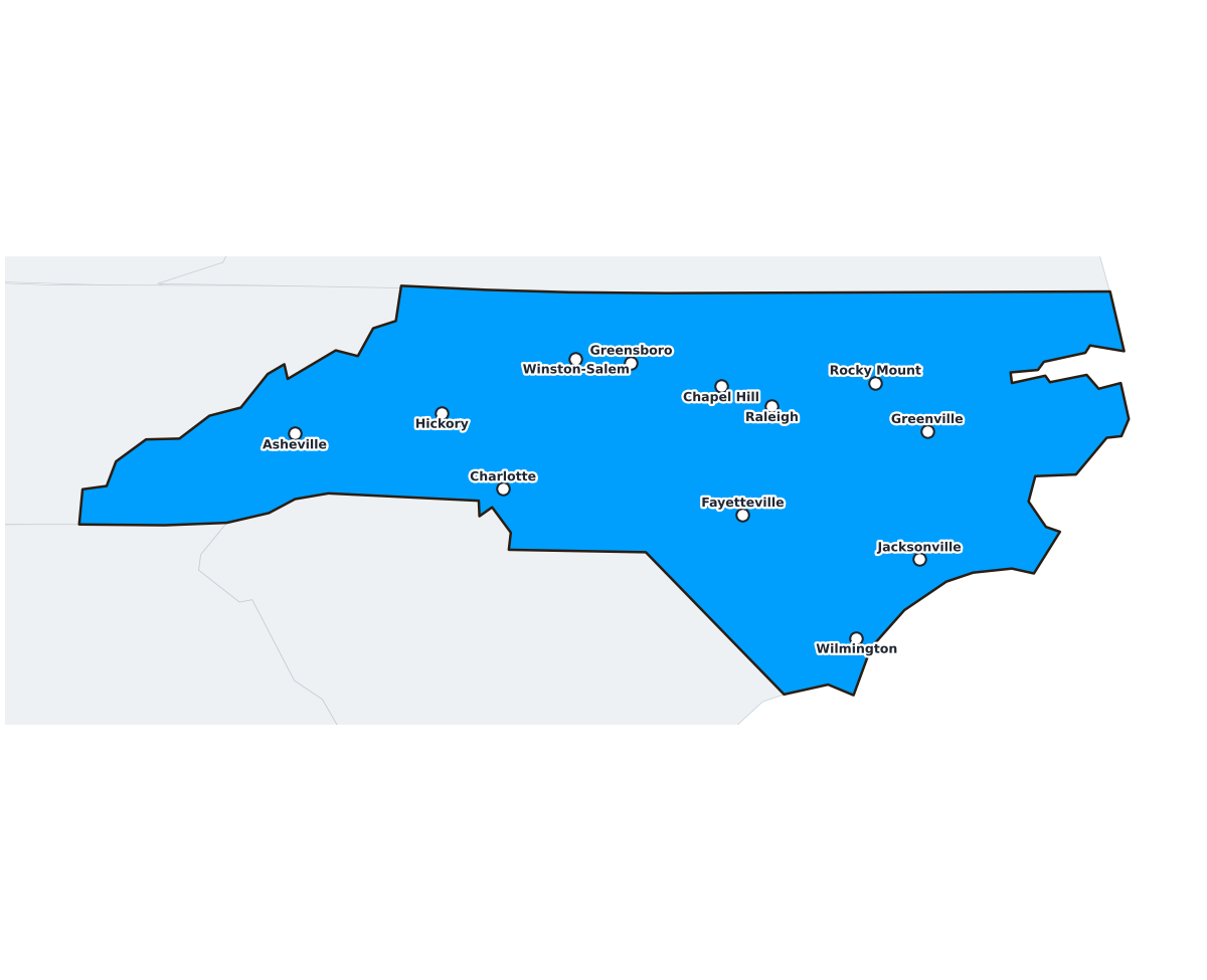 North Carolina Labeled Map - free printable map of North Carolina