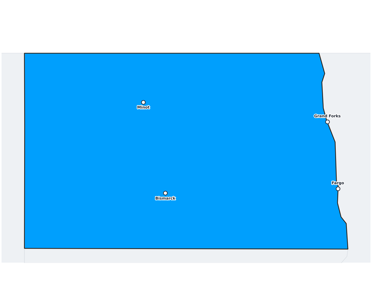 North Dakota Labeled Map - free printable map of North Dakota