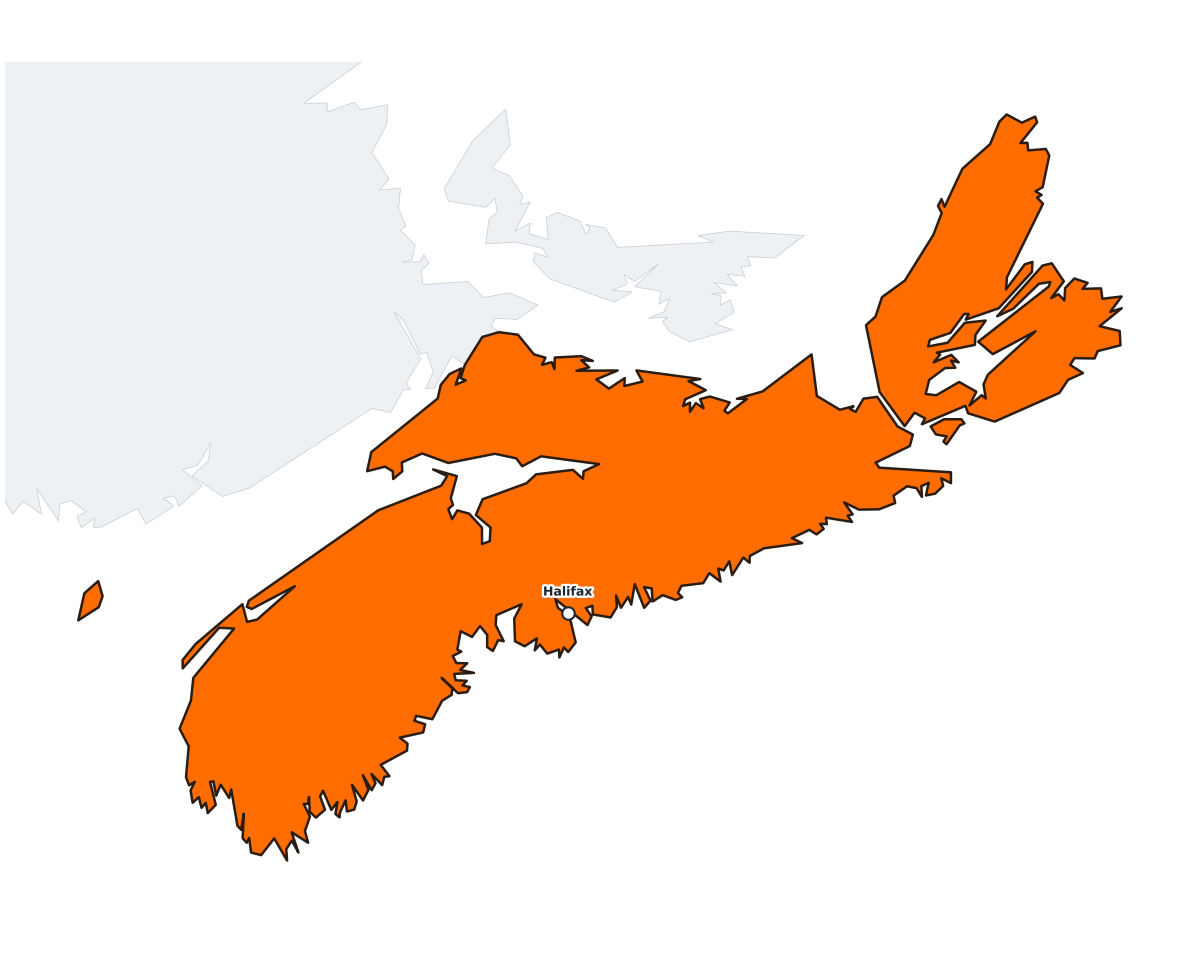 Nova Scotia Labeled Map - free printable map of Nova Scotia