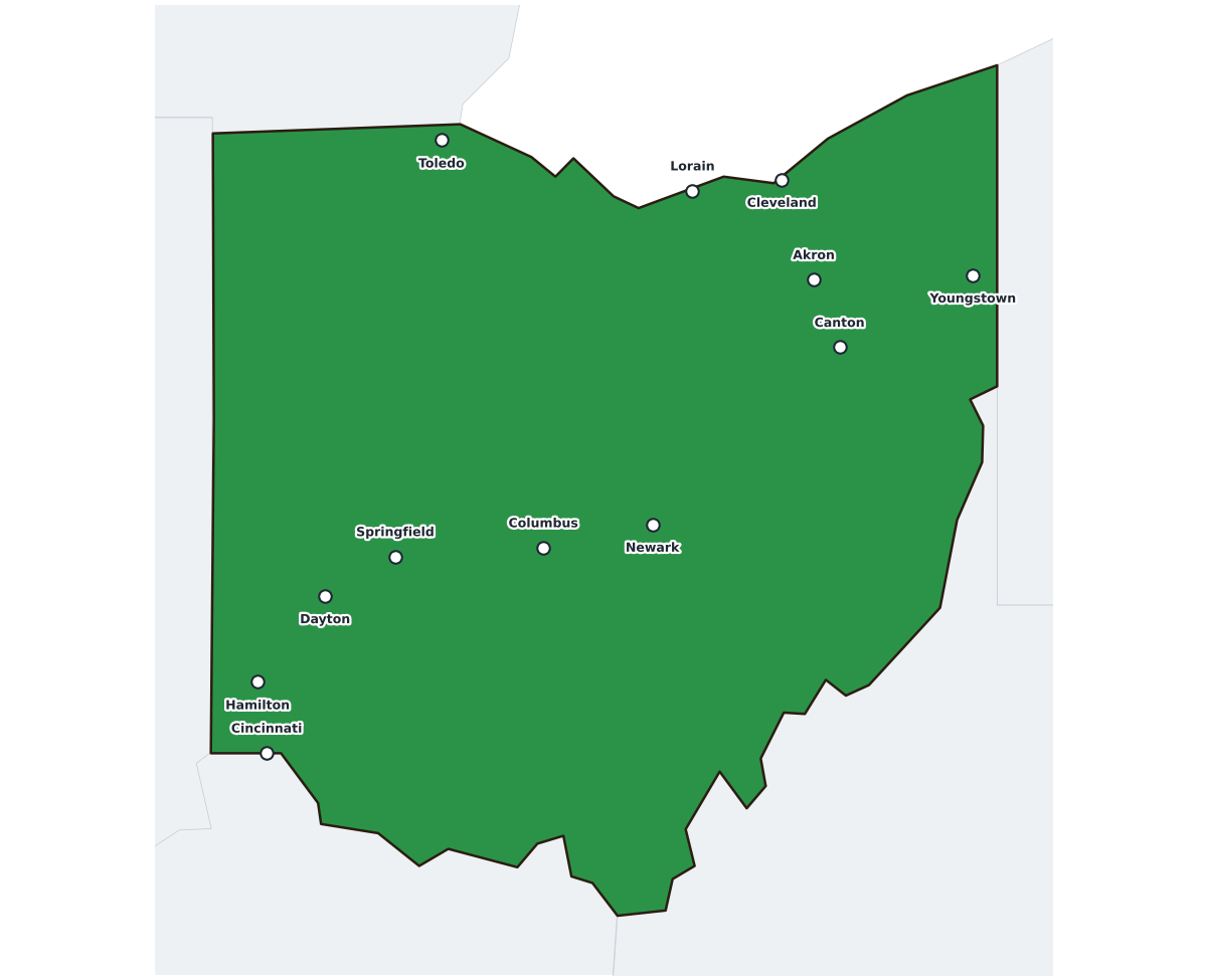Ohio Labeled Map - free printable map of Ohio