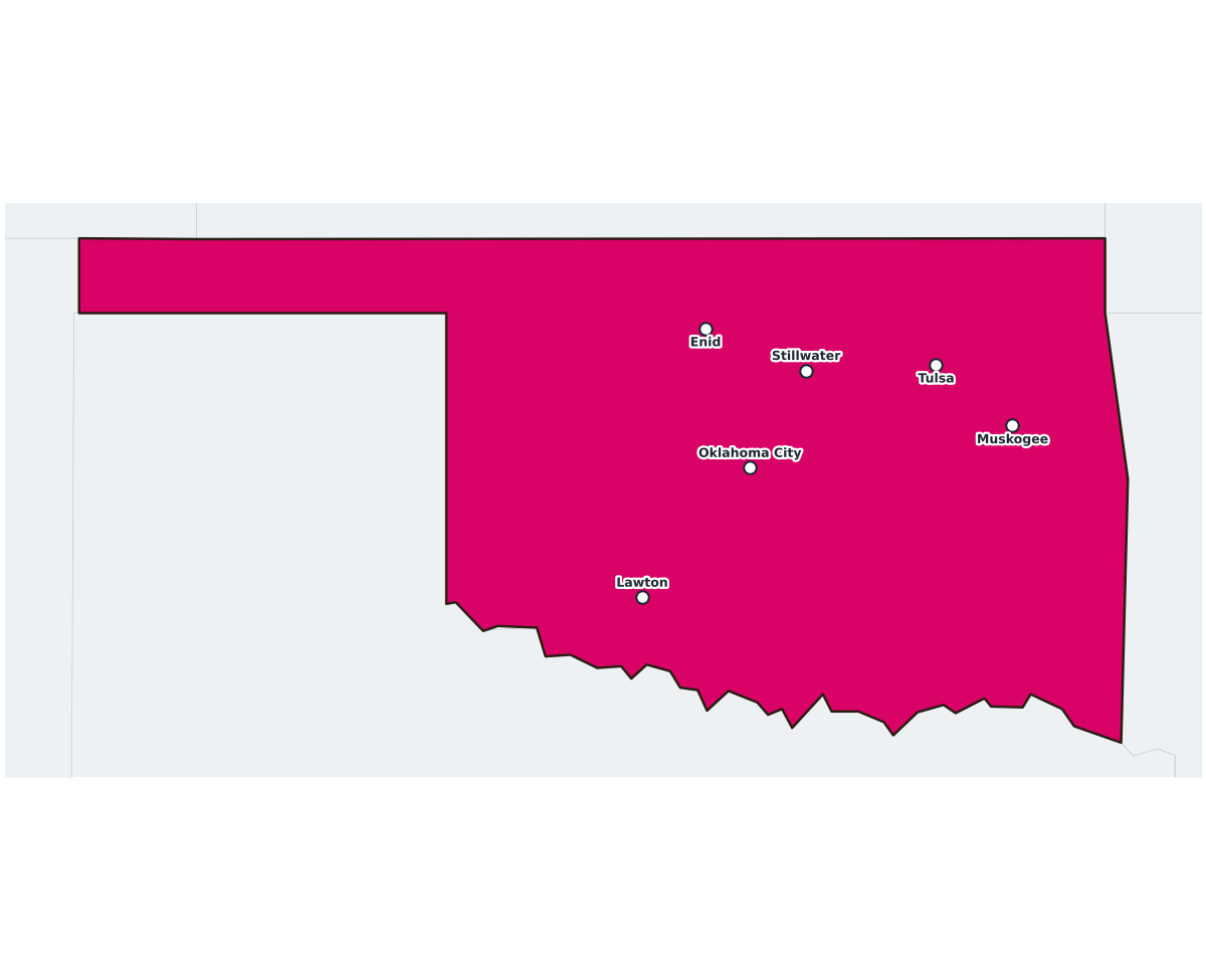 Oklahoma Labeled Map - free printable map of Oklahoma