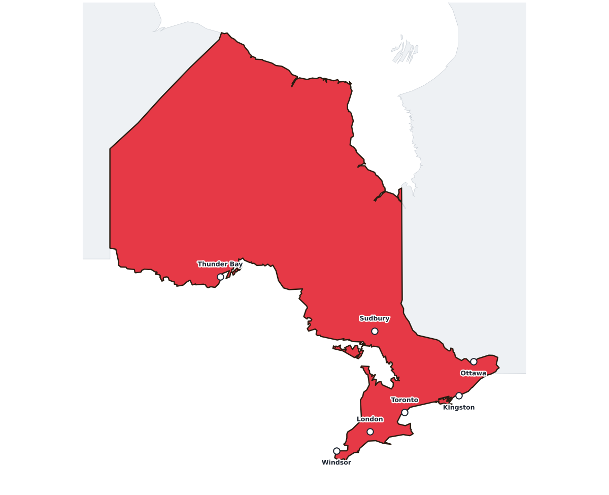 Ontario Labeled Map - free printable map of Ontario
