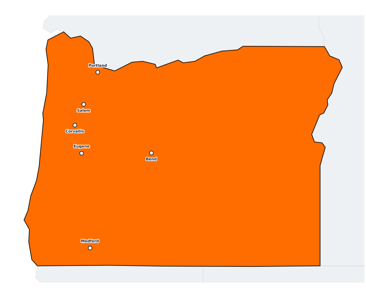 Oregon Labeled Map - free printable map of Oregon