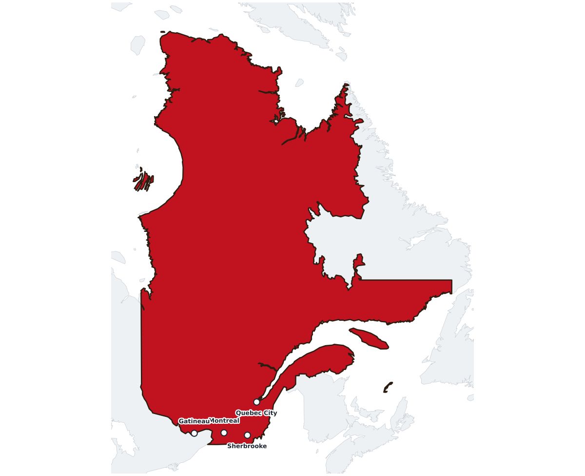 Quebec Labeled Map - free printable map of Quebec