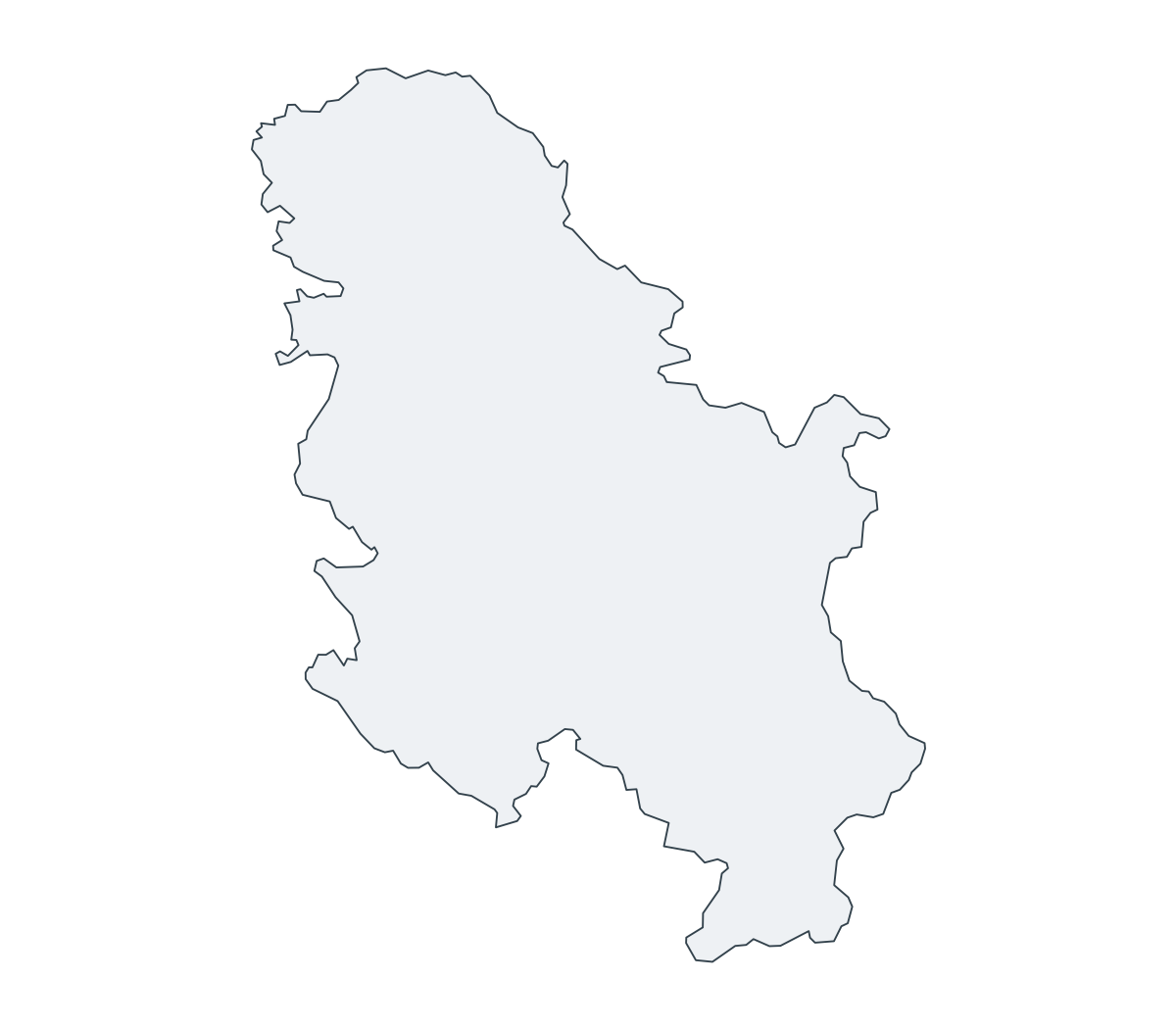 Republic of Serbia Outline Map - free printable map of Republic of Serbia