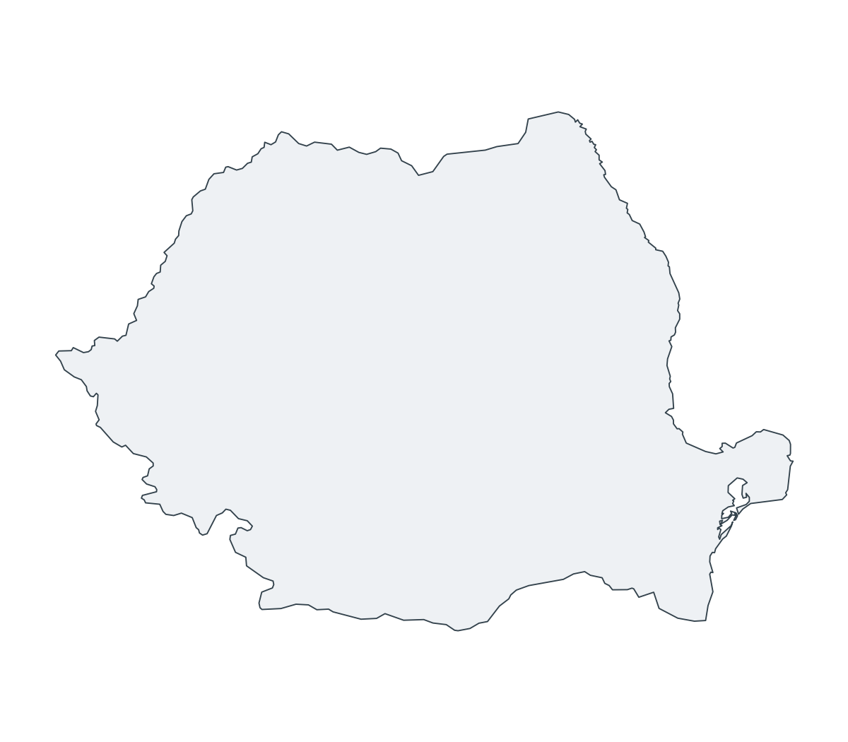 Romania Outline Map - free printable map of Romania