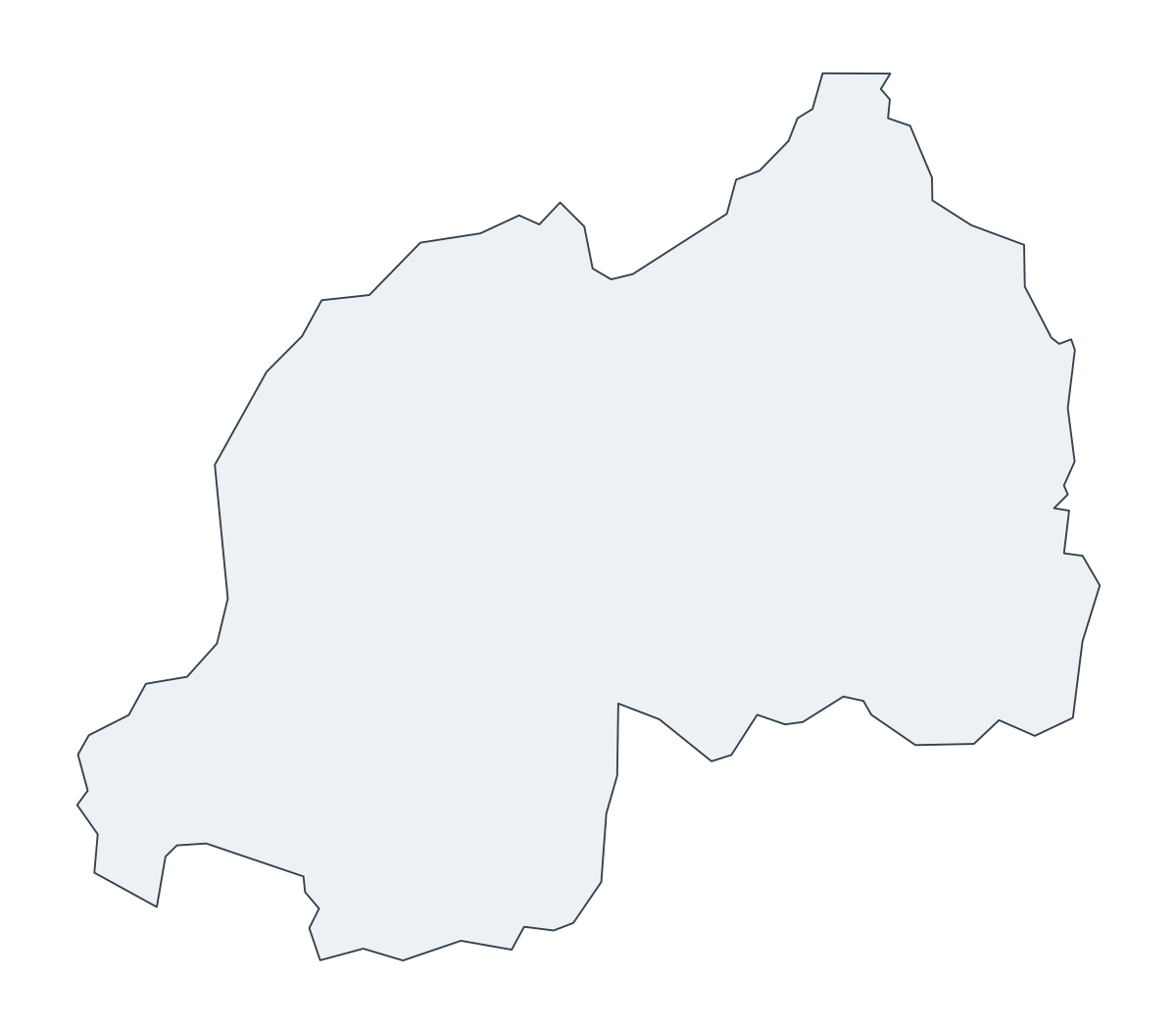 Rwanda Outline Map - free printable map of Rwanda