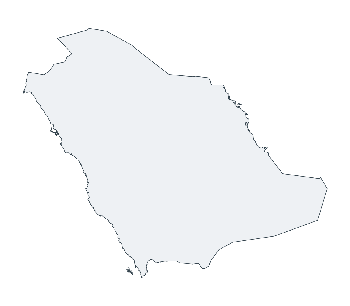 Saudi Arabia Outline Map - free printable map of Saudi Arabia