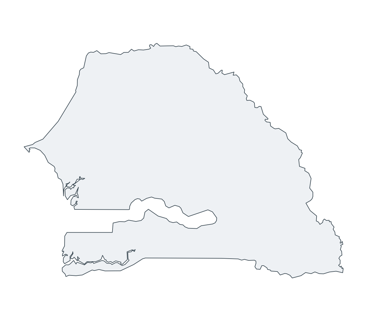 Senegal Outline Map - free printable map of Senegal