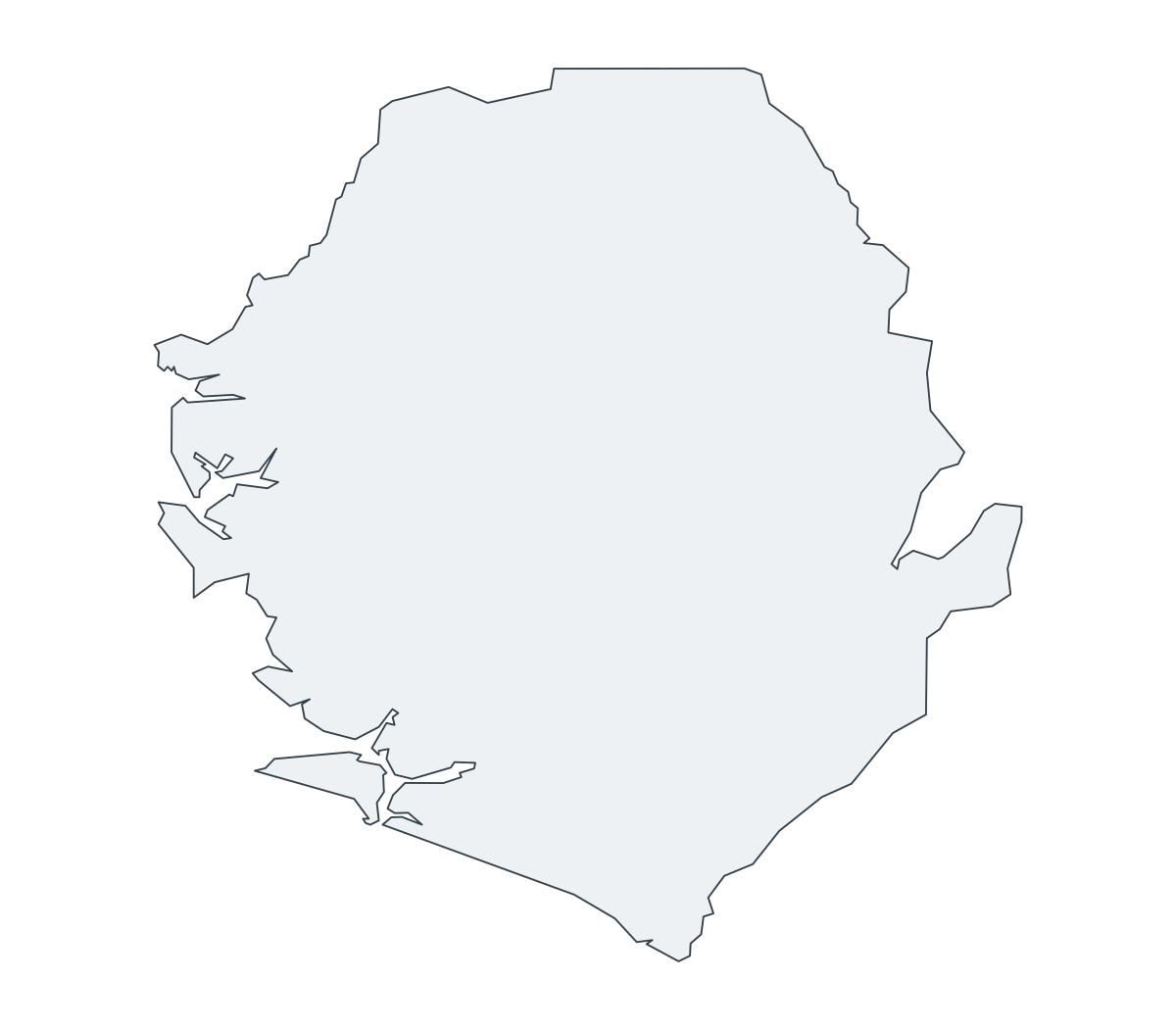 Sierra Leone Outline Map - free printable map of Sierra Leone