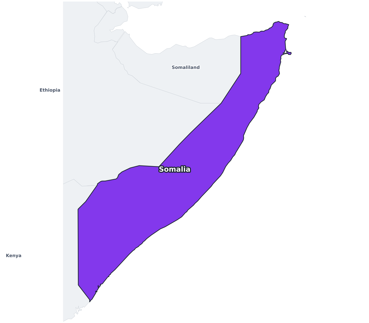 Somalia Labeled Map - free printable map of Somalia