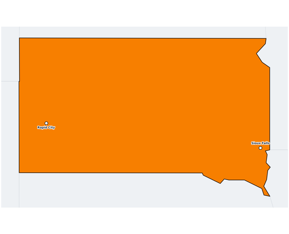 South Dakota Labeled Map - free printable map of South Dakota