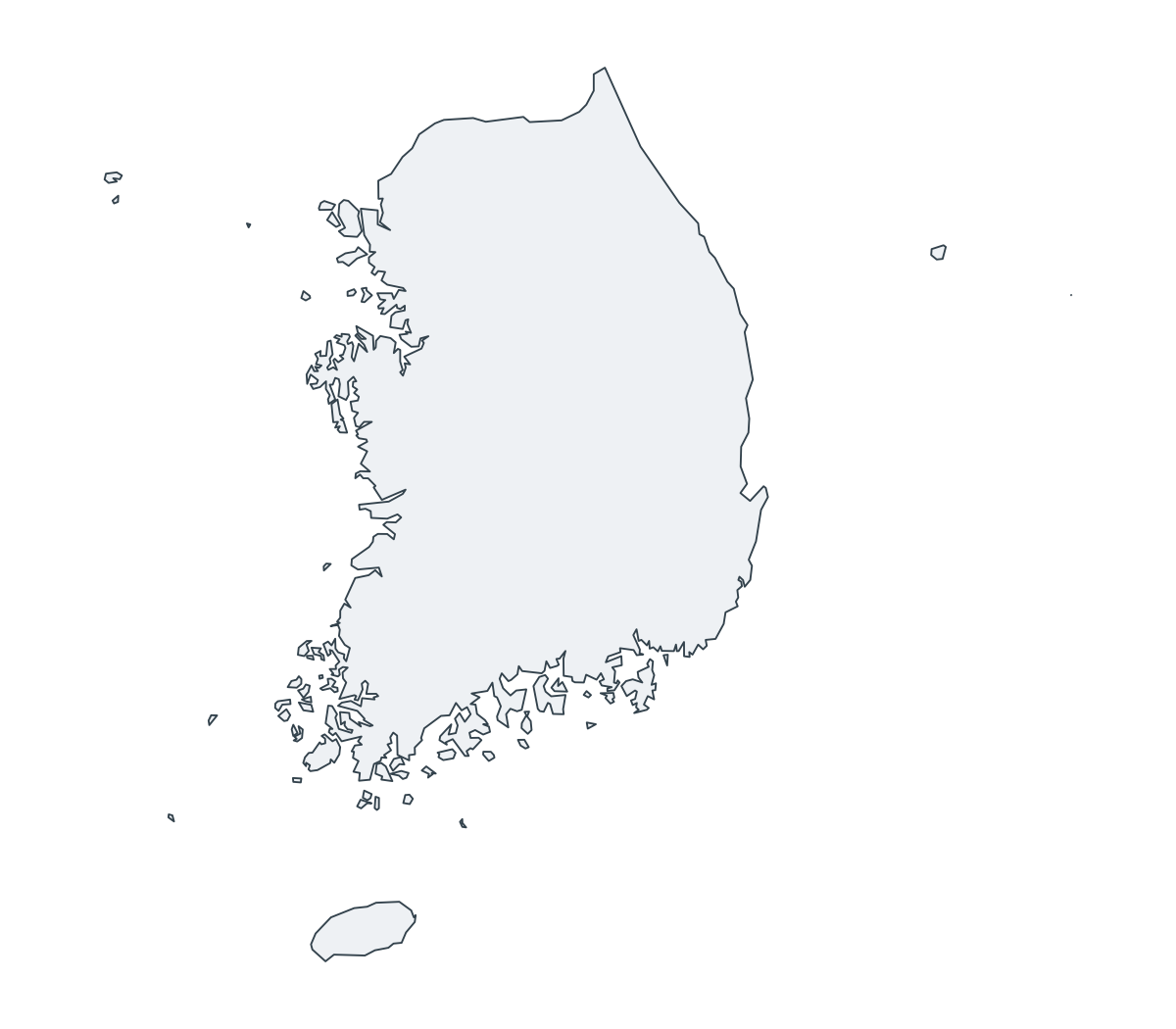 South Korea Outline Map - free printable map of South Korea