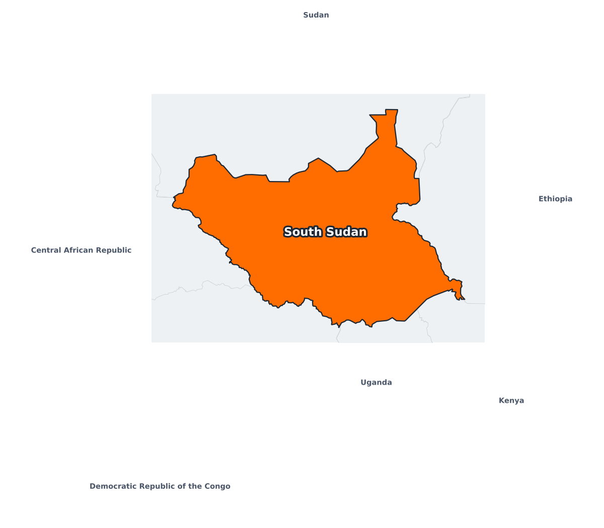 South Sudan Labeled Map - free printable map of South Sudan