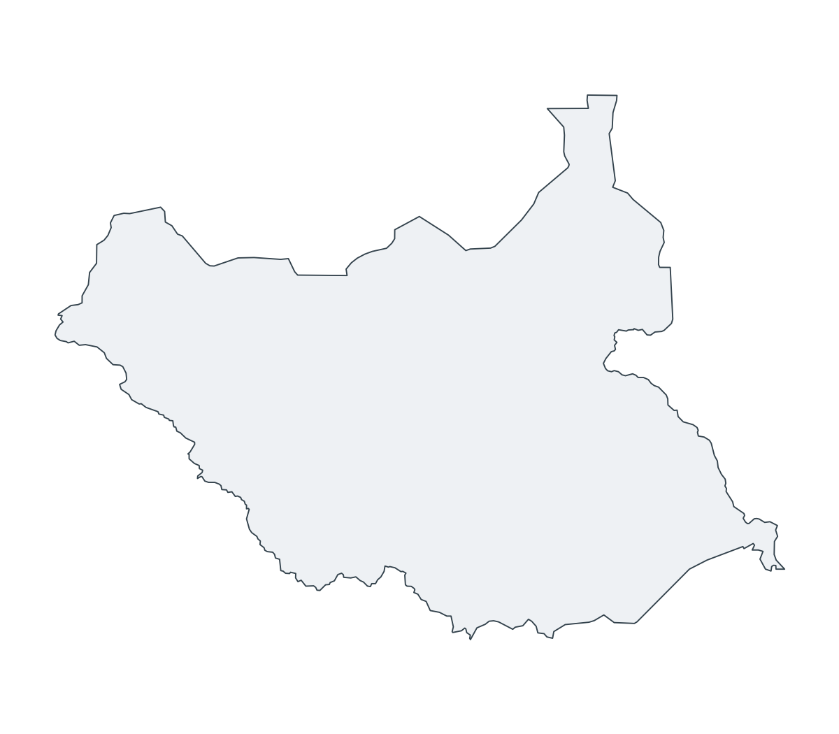 South Sudan Outline Map - free printable map of South Sudan