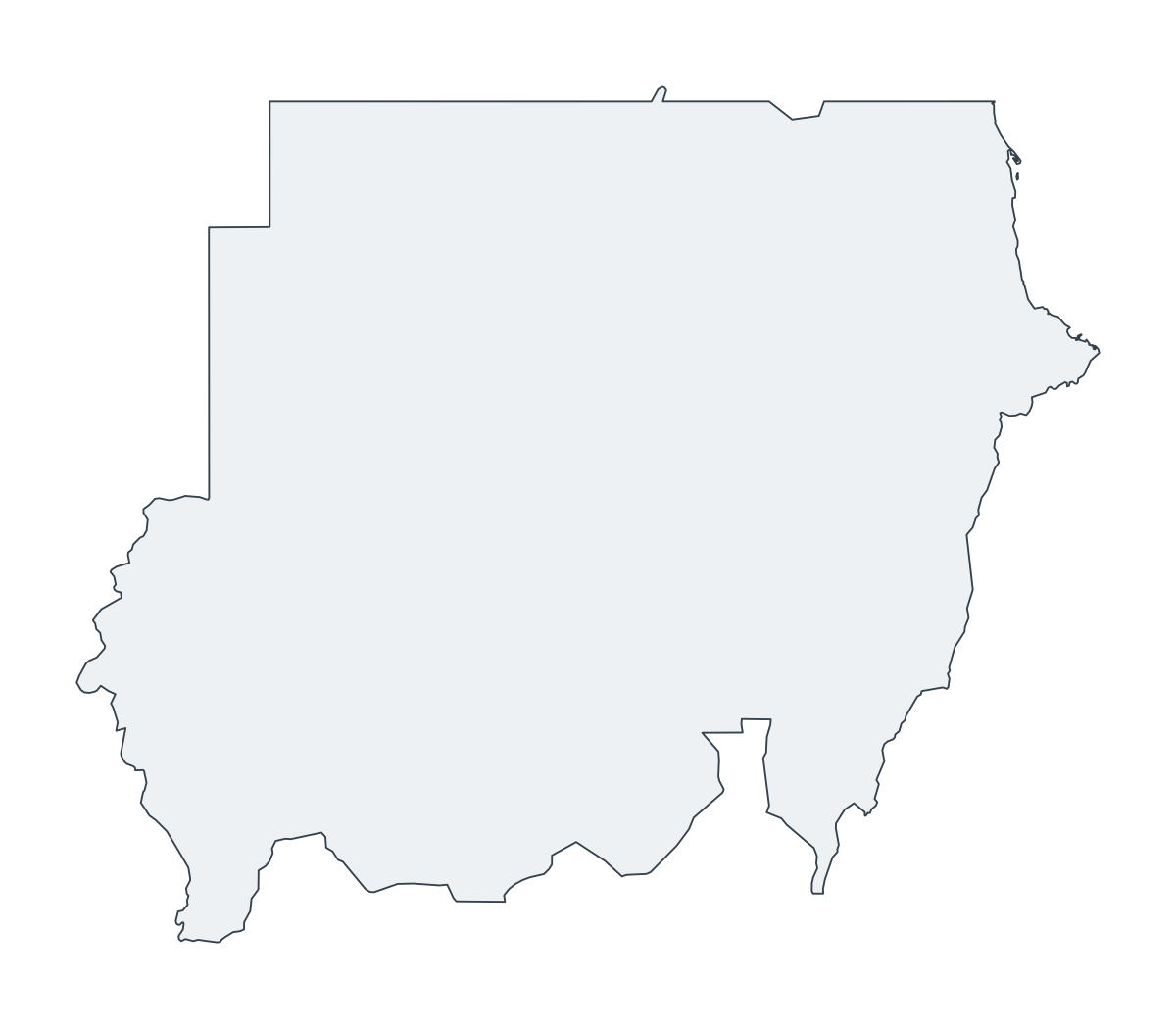 Sudan Outline Map - free printable map of Sudan
