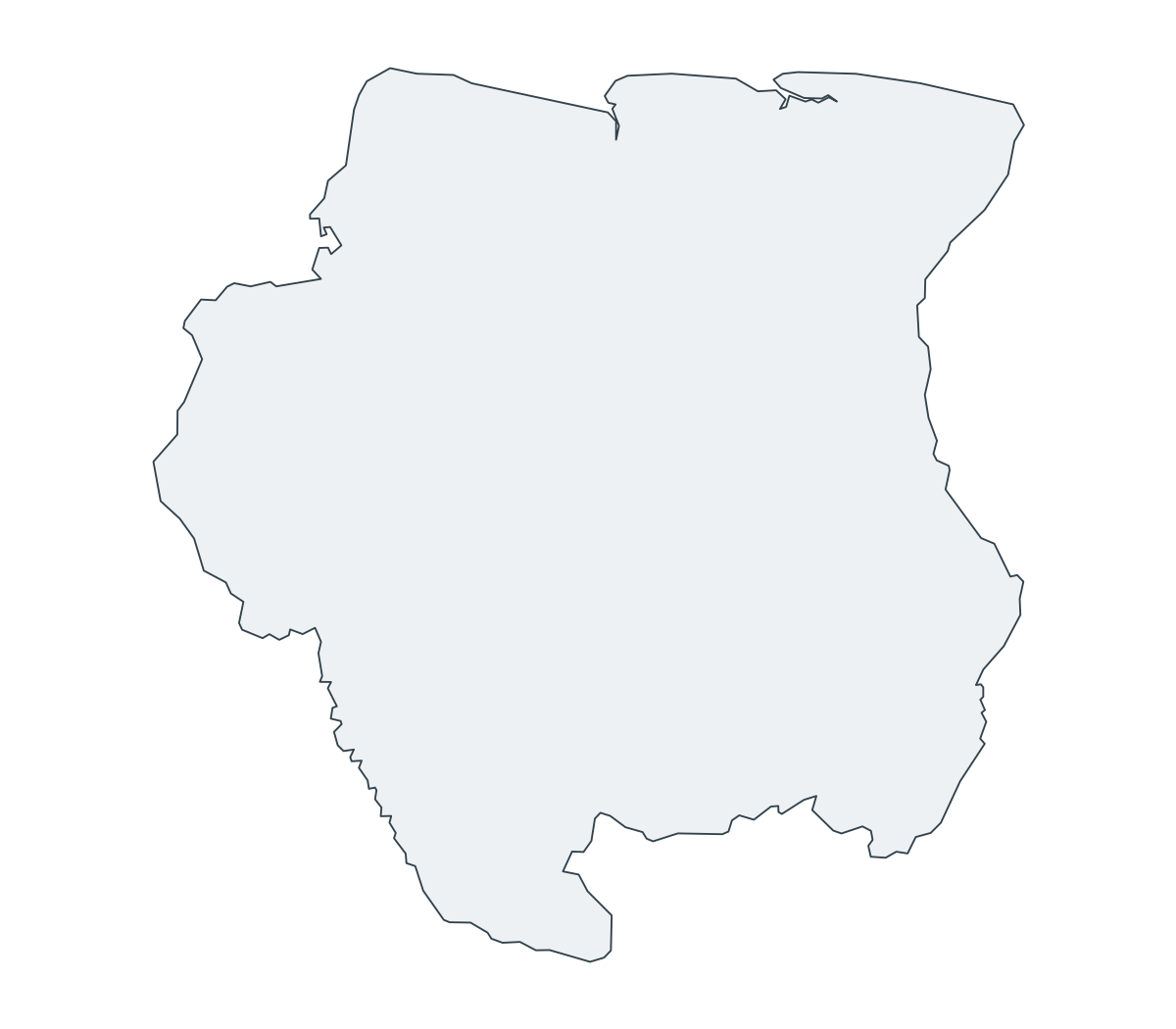 Suriname Outline Map - free printable map of Suriname