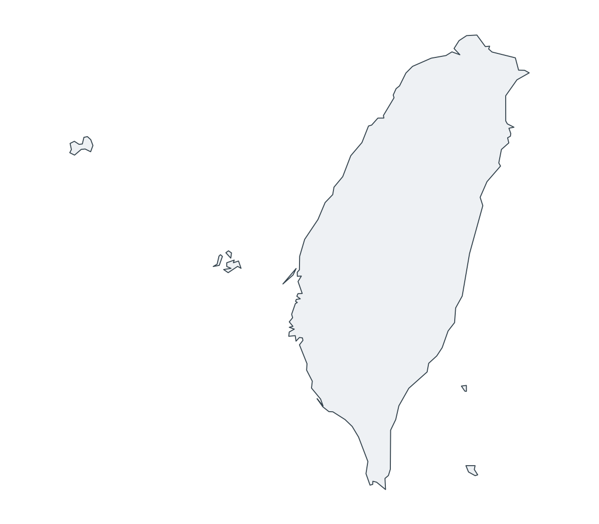 Taiwan Outline Map - free printable map of Taiwan