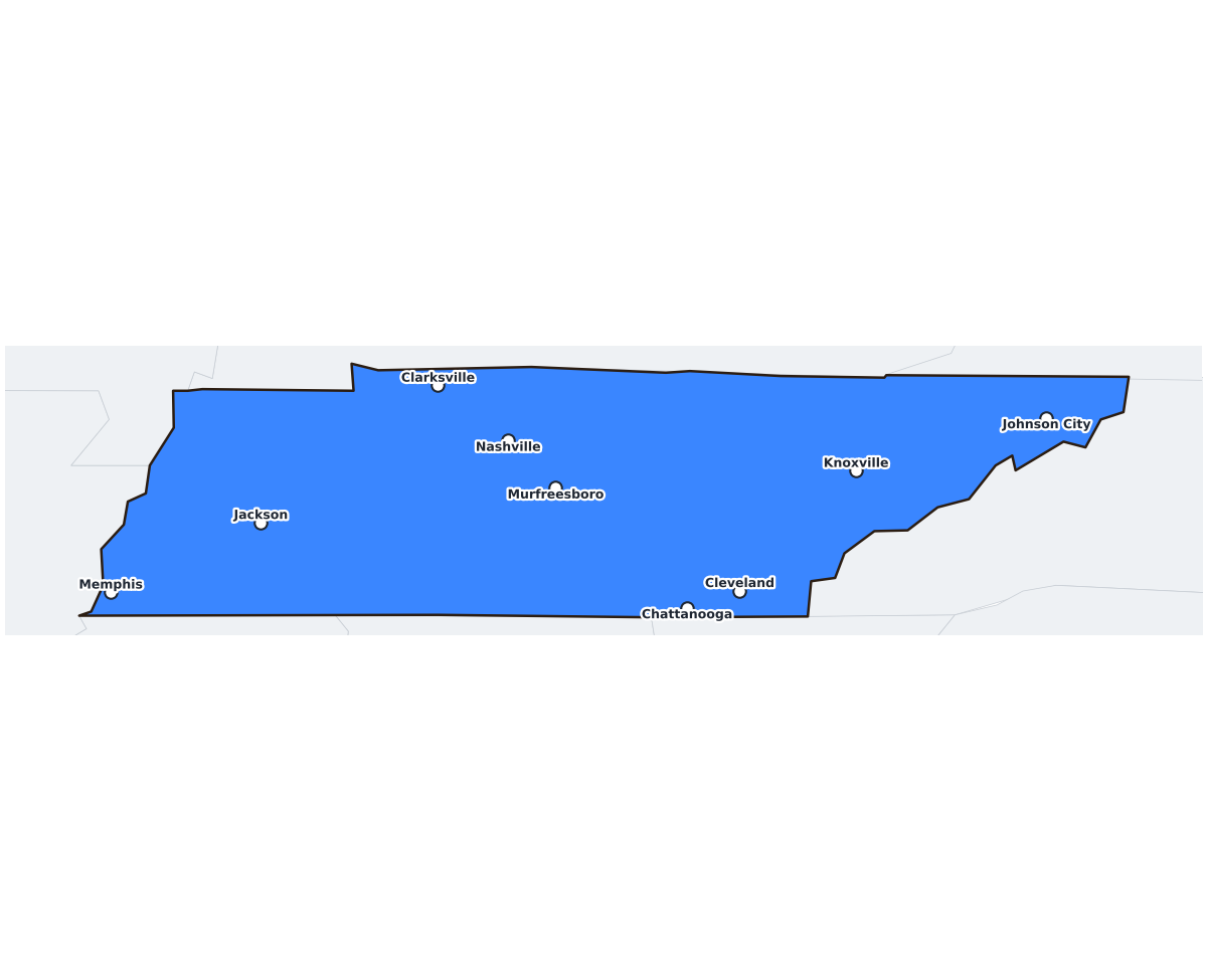 Tennessee Labeled Map - free printable map of Tennessee