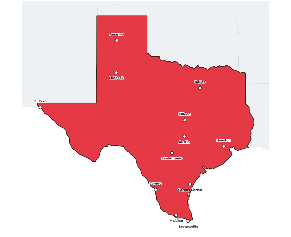 Texas Labeled Map - free printable map of Texas