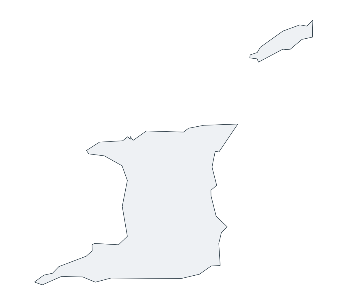 Trinidad and Tobago Outline Map - free printable map of Trinidad and Tobago