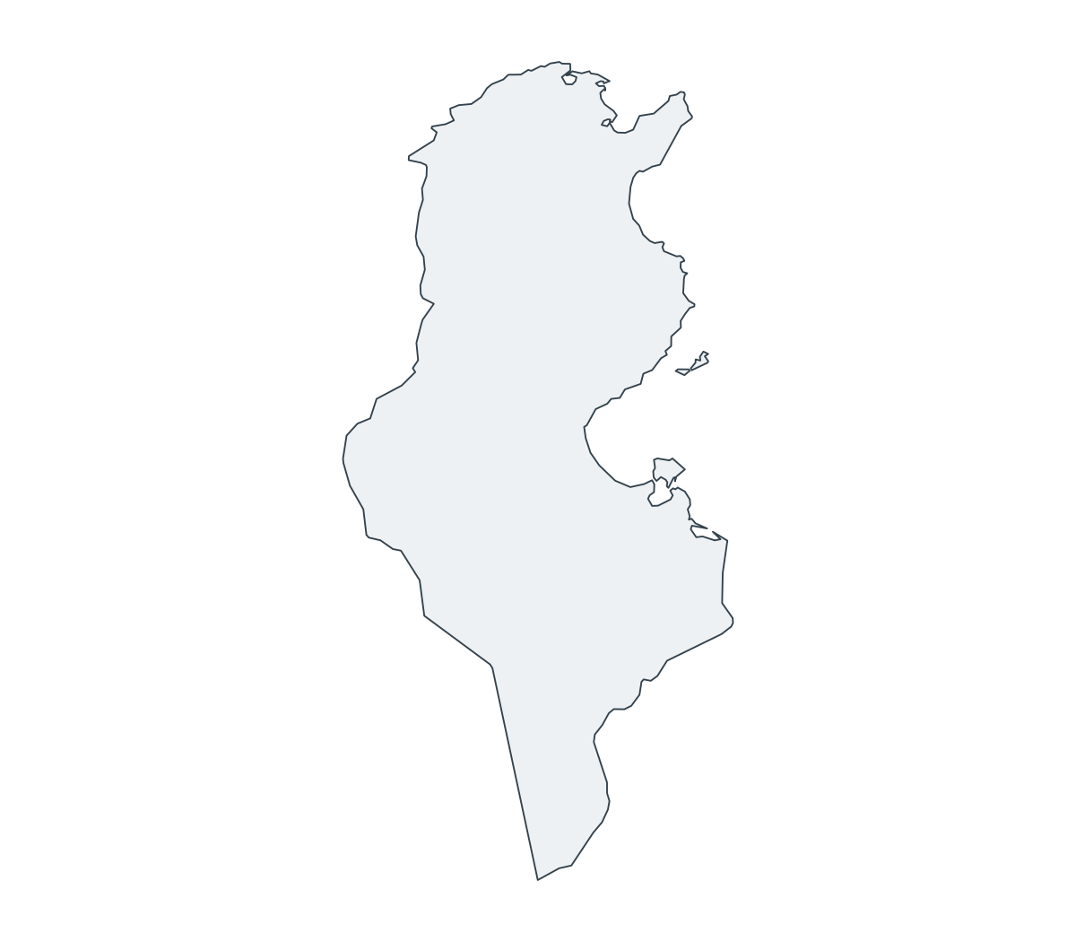 Tunisia Outline Map - free printable map of Tunisia