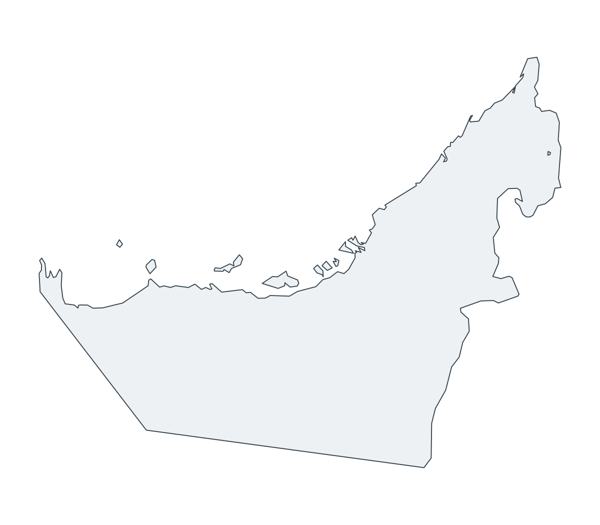United Arab Emirates Outline Map - free printable map of United Arab Emirates