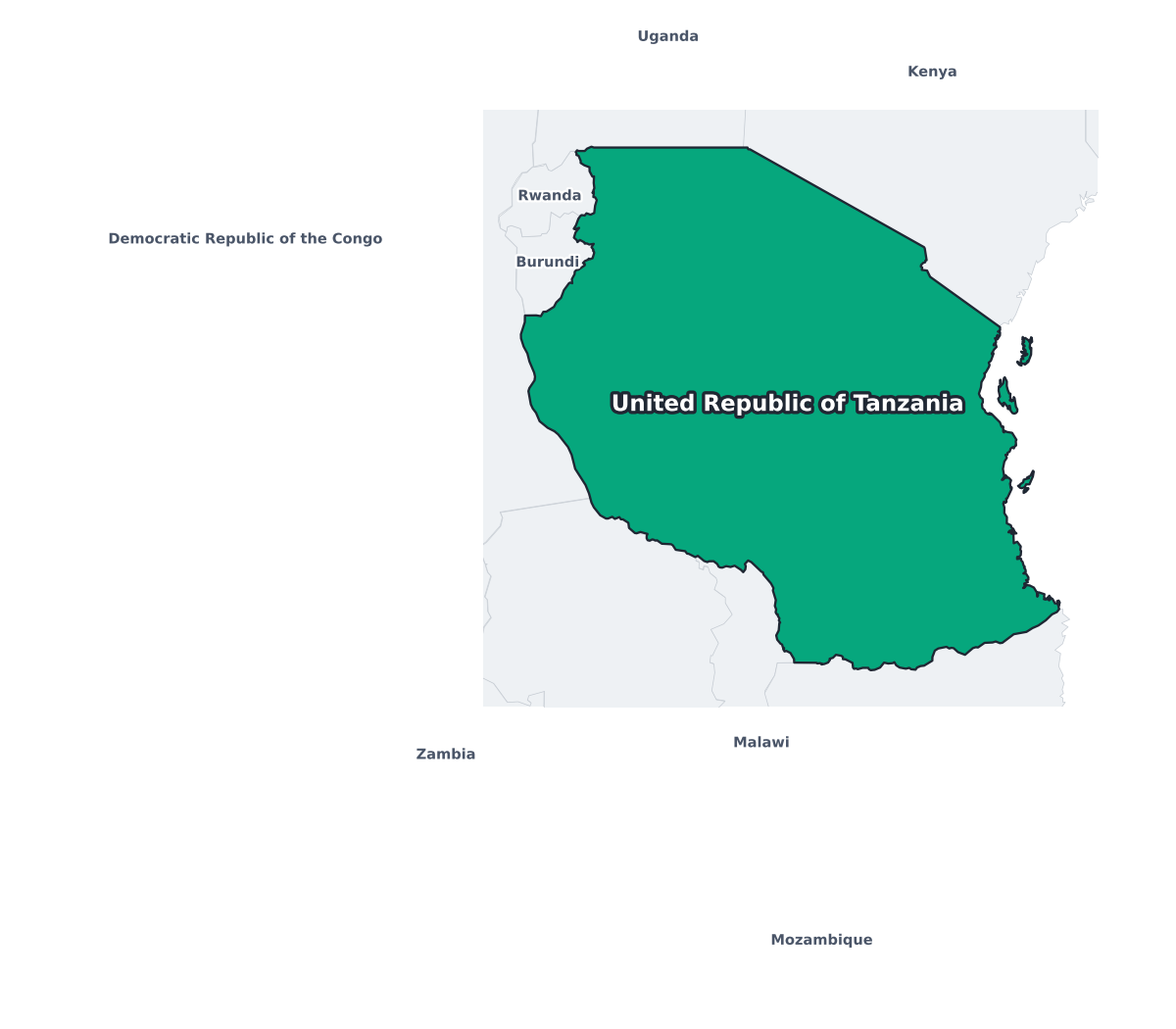 United Republic of Tanzania Labeled Map - free printable map of United Republic of Tanzania