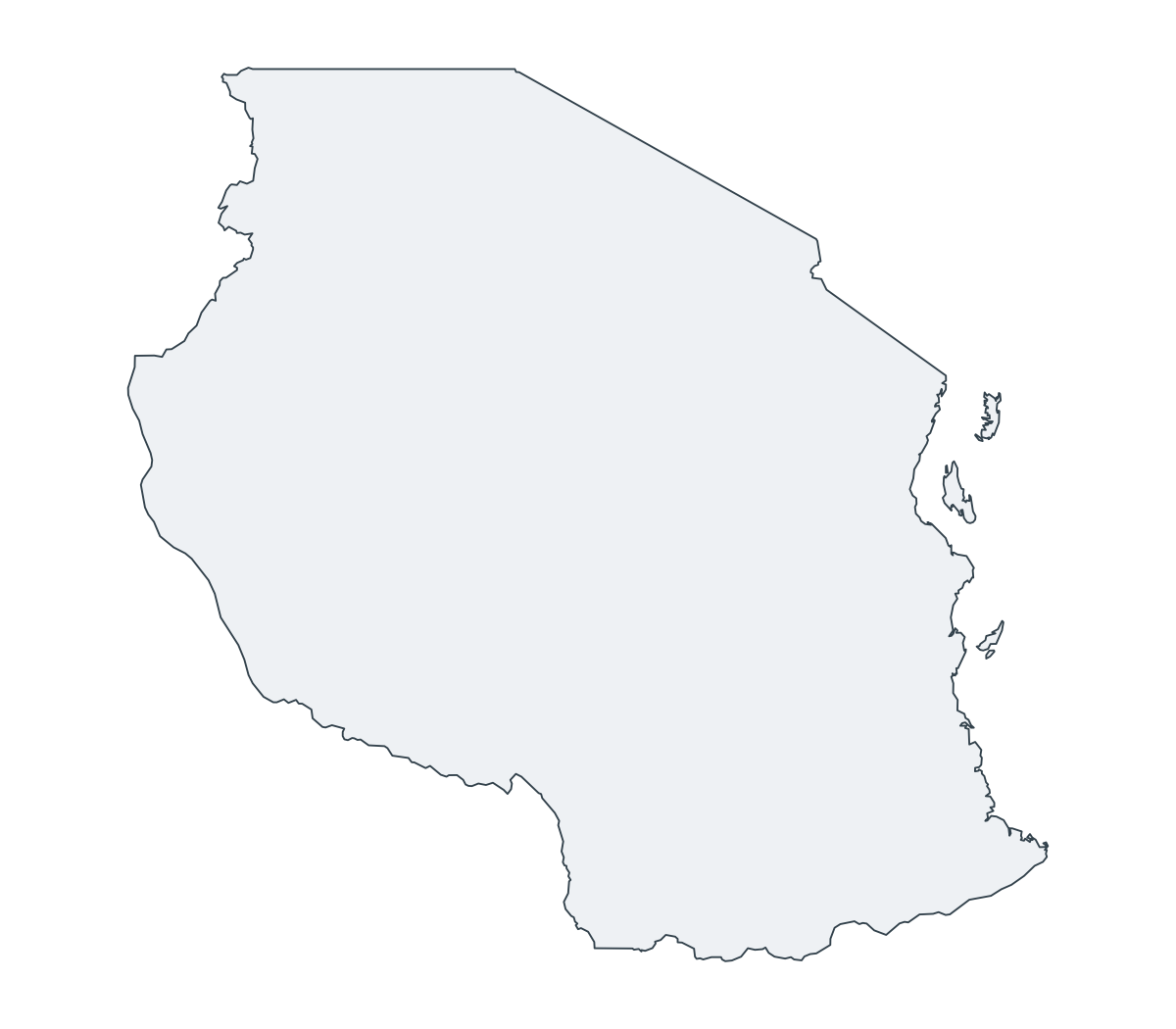United Republic of Tanzania Outline Map - free printable map of United Republic of Tanzania