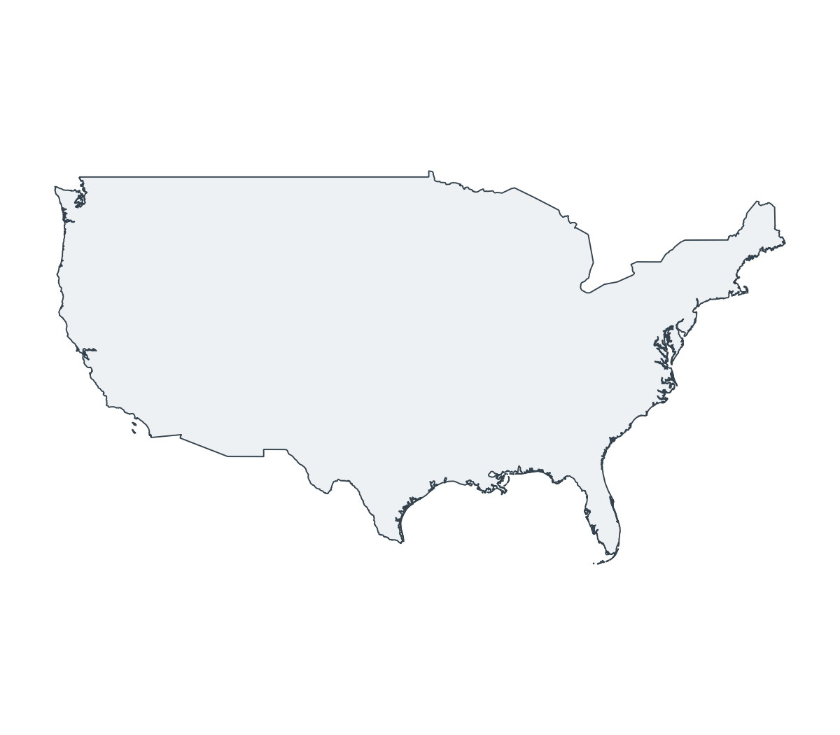 United States of America Outline Map - free printable map of United States of America