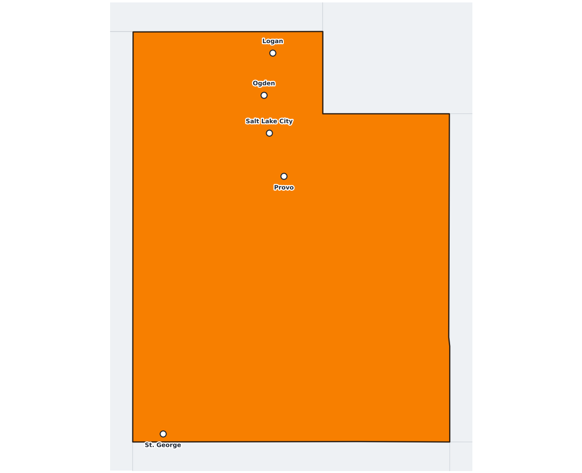 Utah Labeled Map - free printable map of Utah