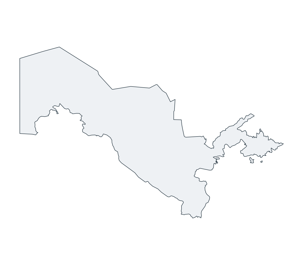 Uzbekistan Outline Map - free printable map of Uzbekistan