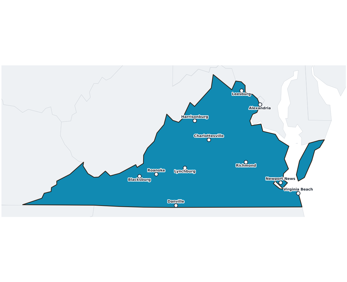 Virginia Labeled Map - free printable map of Virginia